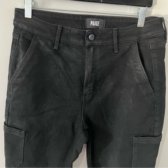 Paige Black Fog ‘Jolie’ Luxe Coated Wax Cargo Jeans |Size 30| - Picture 4 of 9